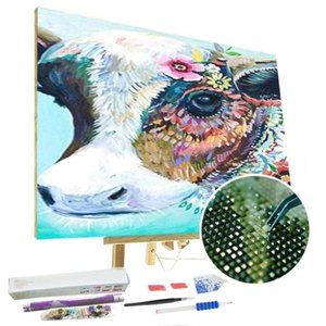 Paint by Diamonds Kit Colorful Floral Vintage Cow